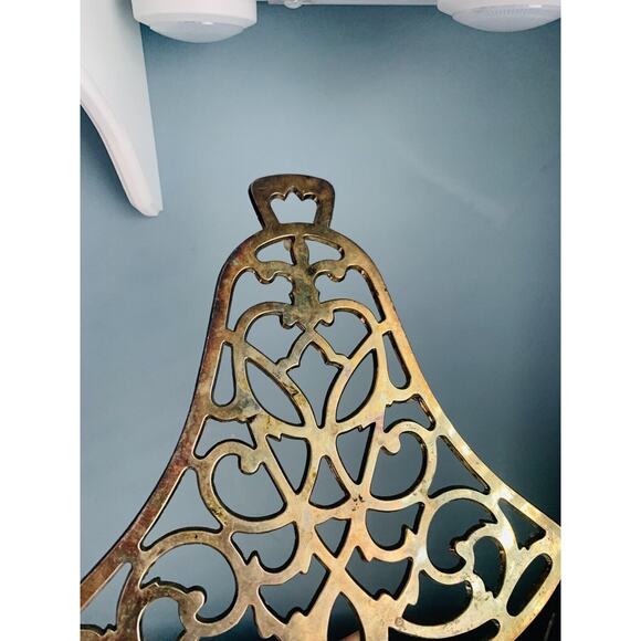 Vintage William A. Rogers Gold Plated Patina Christmas Bell Trivet Holiday Decor - Picture 7 of 10